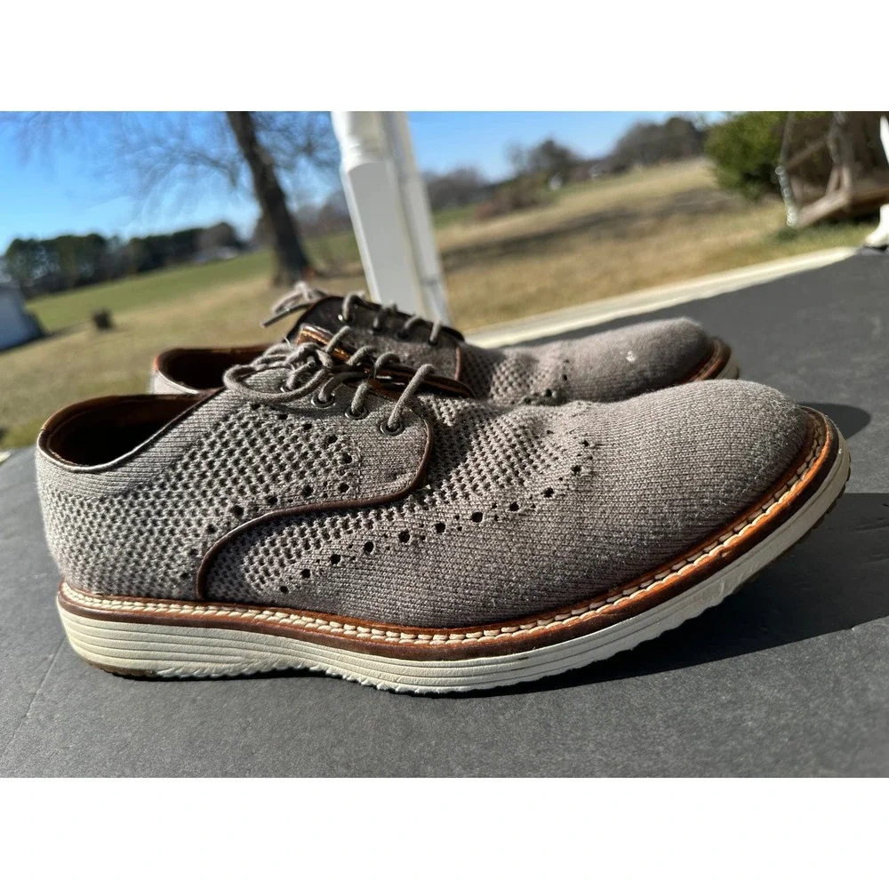 Johnston & Murphy McGuffey Knit Wingtip Oxford Grey Mens 9.5M 20-5368‎